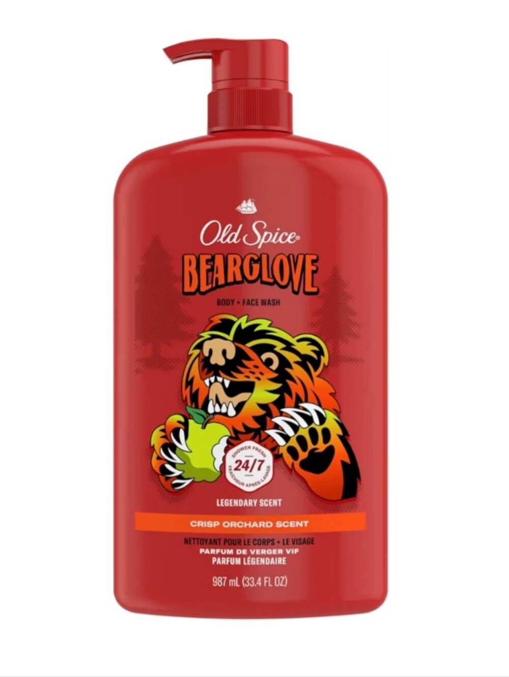 Old Spice Bearglove Body Face Wash Crisp Orchard Scent 33.4 oz Pump